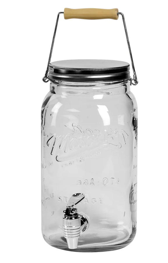Mason Craft and More Glass Drink Dispenser with Lid - Clear, 4.22 qt
