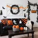 Halloween Black Floral Ghost Picks Garland with Maple Leaf Vines Hanging for Table Room Party Office Indoor Outdoor Backdrop Wall Decor 70.87 Inch