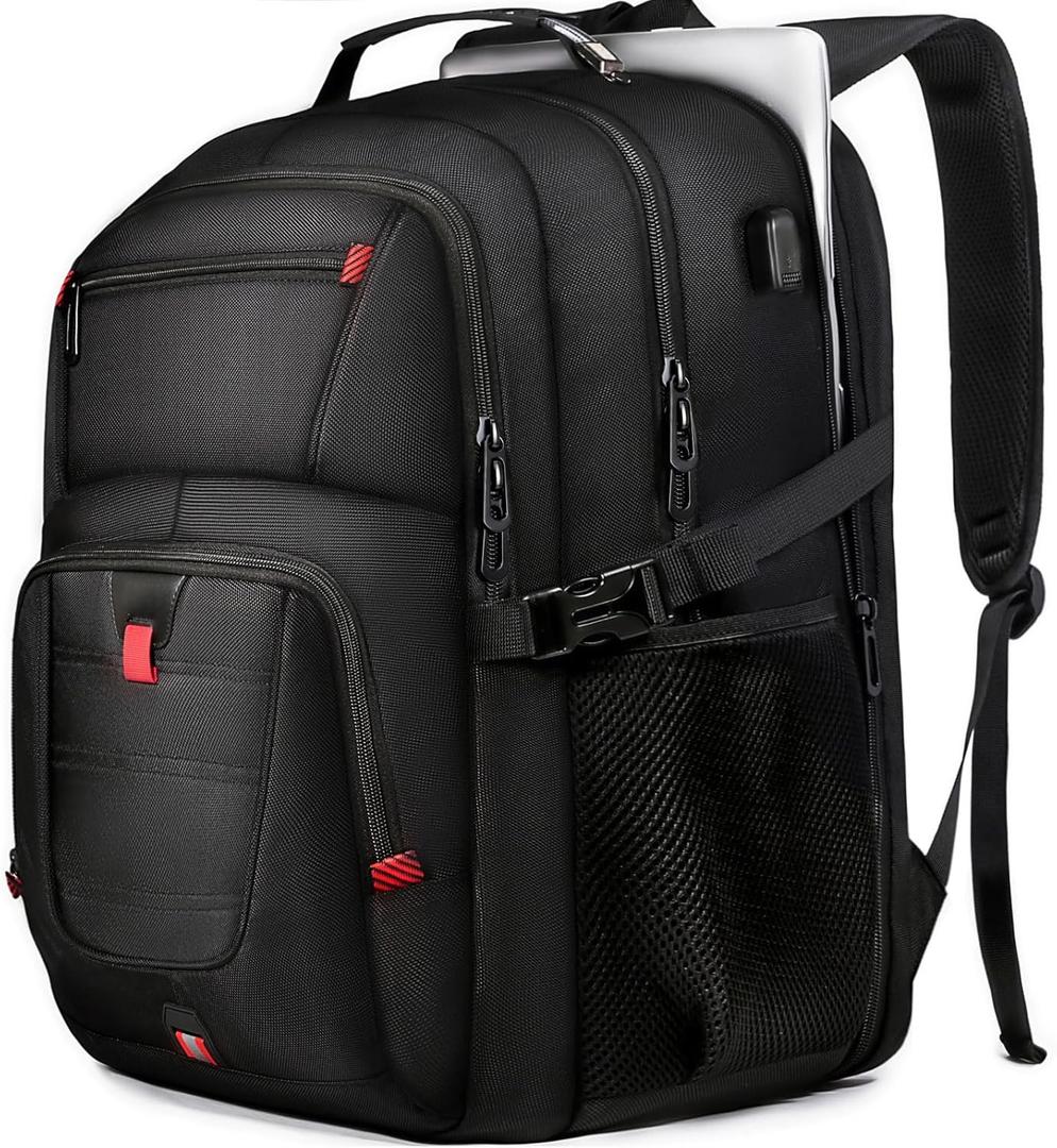 Travel Backpack, 50L Extra Large Travel Laptop backpack, Travel Backpack for Men Women with TSA Airline Approved Luggage Bussiness Backpack, Work Bag with USB Charge Port Fits 17 Inch Computer, Black (17.3 inch)