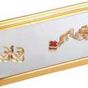 Feyarl Gold Mirrored Jewelry Trinket Tray Vanit Little Ring Earings Organizer Ornate Cosmetic Perfume Tray Display Decorative Coffee Table Tray for Home Decor Dinning Room Dresser Tabletop Gold