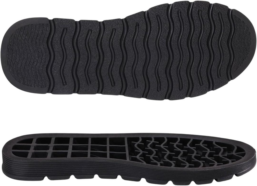 CHGCRAFT Shoe Replacement Rubber Soles for DIY Shoes 1 Pair Rubber Full Out Sole Wear Resistant Shoes Sole Raised Shoes Sole for Work Shoes and Boots, Black, 266x100mm