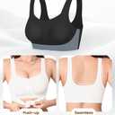 Derisaly Womens Seamless Bra Wireless Pullover Push Up Bras Front Closure Supportive Vest Bralette Full Coverage Tshirt Bra (White, L) (White, L)