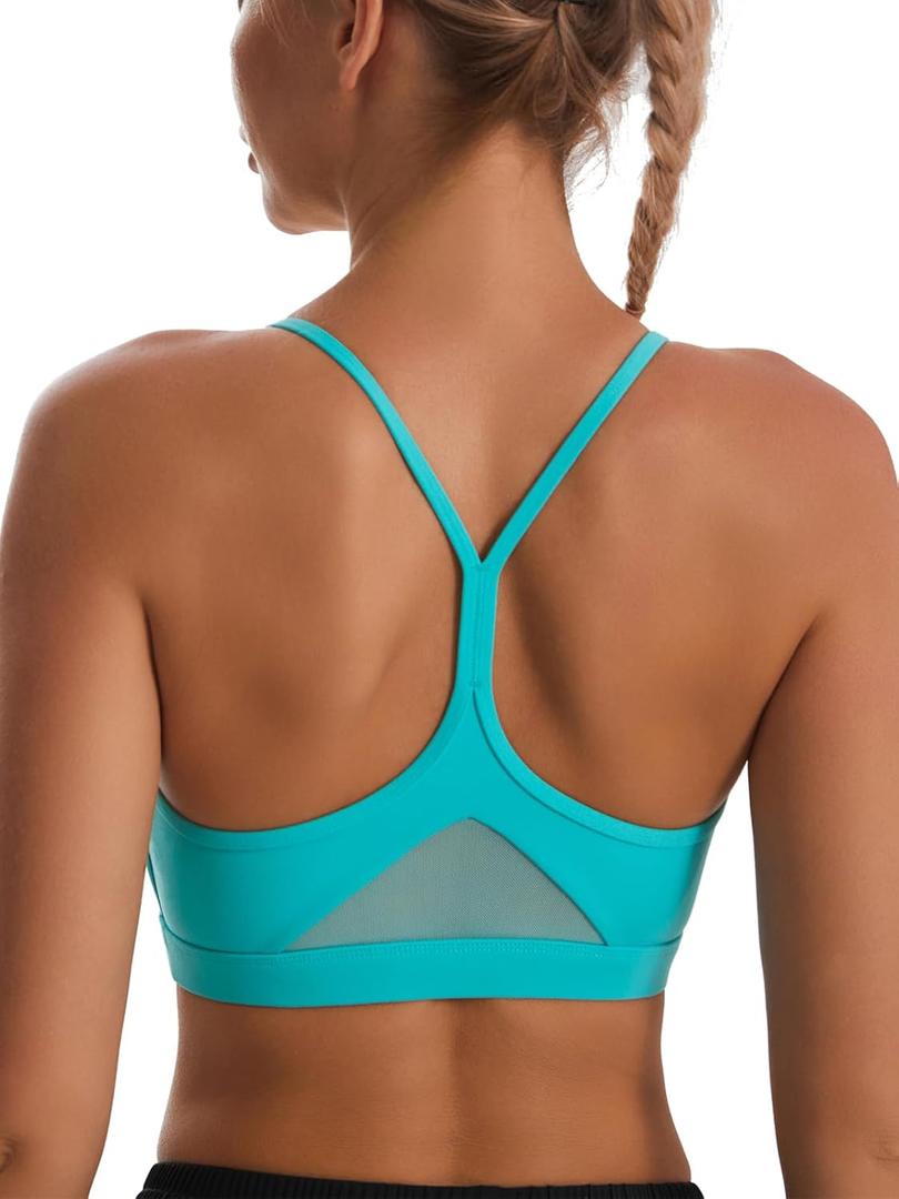 RUNNING GIRL Y-Back Sports Bras for Women, Medium Impact Wirefree Padded Bra Workout Crop Top Longline Sports Bra Push up (Blue, XXL)