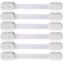 6 Pack Vmaisi Multi-Use Adhesive Straps Locks - Childproofing Baby Proofing Cabinet Latches for Drawers, Fridge, Dishwasher, Toilet Seat, Cupboard, Oven,Trash Can, No Drilling (White) (6)