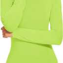 Lime Green Turtleneck Women Thermal Shirts Long Sleeve Underscrubs Tops Warm Basic Layer Winter Fall (Neon Green S)