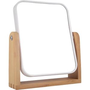 Makeup Mirror with Natural Bamboo Stand, 1X/3X Magnification Double Sided 360 Degree Swivel Magnifying Mirror,Vanity Table,Office Desk,Room Decor, Beauty Gifts(Square)