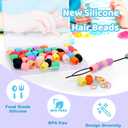 Vodolo Silicone Hair Beads for Kids Girls,Silicone Beads for Hair Braids,Large