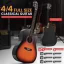 Pyle Steel String Acoustic Guitar Kit, 4/4 Full Size Cutaway All-Wood Guitarra Acustica with Premium Accessory Set and Upgraded Gig Bag, 41" Sunburst Teardrop Matte