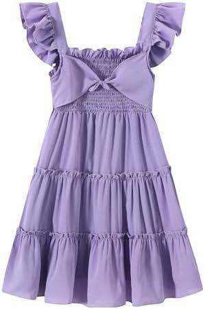 Jolyshlid Girls Summer Dresses Sleeveless A-Line Tiered Dress Tween Girl Sundress 9-10Y