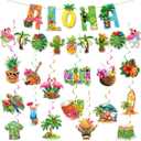 ALOHA Summer Hawaiian Party Decorations,Includes Tropical ALOHA Banner, Flamingo,Palm Leaf Pineapple Banner and Hanging Swirls,Vibrant Luau, Beach, or Hawaiian Theme Party Supplies (Colorful)