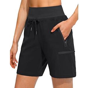 Obla Women's Hiking Cargo Shorts Zipper Pockets Soft High Waisted Quick Dry 7 Inch Long Shorts for Women Golf Athletic Summer Size 3XL