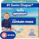 Pampers Swim Diapers - Splashers - Size 4, 18 Count, Gap-Free Disposable Baby Swimming Pants