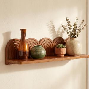 Briwooody Wood Wall Coat Rack/Boho Wall Shelf Mid-Century Modern Wooden Coat Vintage Mount Altar Decor for Bathroom Bedroom Office Nursery Decor Entryway Organize(22 x 11.5 x 5.5 Inch,Charcoal,1 Pcs)