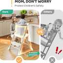 Toddler Tower, Non Collapsible for Maximum Stability, Kitchen Stool Helper with Anti-Tipping Structure and Safety Net, Ultra-Secure, Ideal for Toddlers 18 Months to 4 Years, White