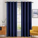 MIULEE Blackout Room Darkening Curtains Thermal Insulated Drapes Solid Window Treatment Set Grommet Top Light Blocking Curtain for Living Room/Bedroom 2 Panels 52 x 84 inch Length Navy Blue