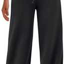 ATHMILE Women's Wide Leg Sweatpants High Waisted Baggy Interior Drawstring Joggers Straight Leg Sweat Pants with Pockets. Small