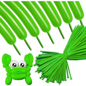 260 Long Balloons for Balloon Animals 100 Pack Thickening Latex Modeling Long Magic Balloons Twisting DIY Animal Balloon for Beginners Children's Party Carnivals Party Decorations (green balloon)