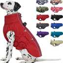 Dog Coat - Warm Winter Jacket Snowsuit for Large Dogs, Water-Resistant, Reflective, Red, Size: X-Large (Chest: 29.9")