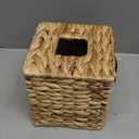 PINXIURY Water Hyacinth Handwoven Tissue Box Cover, Natural Handmade Wicker Napkin Box Holder, Handcrafted Square Facial Tissue, Rustic Decorative on Table and Bathroom, Office, Boho Decorative