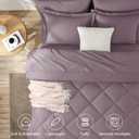 Oversized King Comforter Set Dusty Purple - 7 Pieces Bed in a Bag | OEKO-TEX Certified, All Season, 240GSM Down-Alternative Comforter, Sheets, Pillowcases & Shams, 14" Deep Pocket, Easy Care