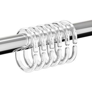 Resze 24 PCS Shower Curtain Rings, Plastic Clear Shower Curtain Hooks, C-Shaped Rings Hook Hanger Bathroom Shower Window Rod
