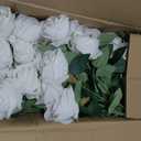 InnoGear 50 Pcs White Roses Artificial Flowers, Fake Velvet Silk Rose Bulk Faux Flower for Mother's Gift Decoration DIY Wedding Centerpieces Proposal Bridal Bouquets Party Floral Decor (50, White)