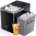 Silonn Countertop Ice Maker with Expanding Ice Basket, 9 Cubes in 6 Mins, 2.5L Ice Basket, Self-Cleaning Ice Maker with LED Touch Control, 2 Bullet Ice Sizes for Home, Kitchen, Office (Black)