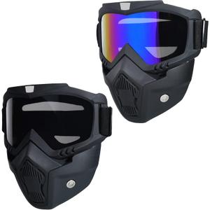 Paintball Mask Anti Fog,Tactical Full Face Mask Ski Mask Goggles Detachable Adjustable,Motorcycle Riding Face Protection (Colorful/black)