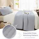 Sanracie Cotton Oversized King Bedspread(128"x120"), Cornflower Blue Soft Stonewashed Extra Large Wide Oversized Quilt Set Cross Stitch Lightweight Crinkle Coverlet Set 3Pcs for All Season