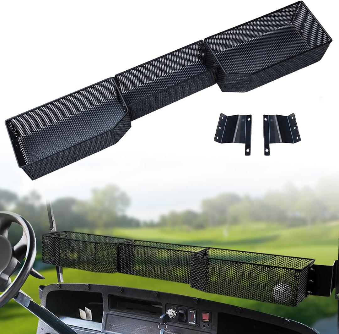 Golf Cart Front Inner Basket for EZGO TXT RVX VALOR Yamaha G29 Drive2 G16-G22 Club Car DS Tempo Modular Mesh Storage Tray Organizer for Extended Space (EZGO TXT 1994-2013)