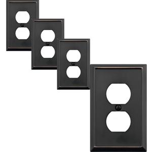 Single Duplex Outlet Light Switch Cover Aria Metal Wall Plate, 4-Pack Aged Bronze 1 Gang, for Receptacle Light Switch, Switch Cover Decorative Wallplate, Durable