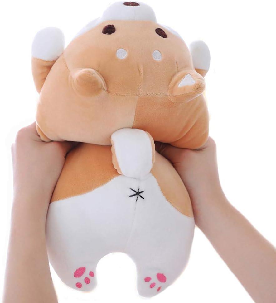 Shiba Inu Dog Plush Pillow, Cute Soft Corgi Stuffed Animals Doll Toys Gifts for Valentine, Christmas, Birthday, Bed, Sofa Chair (Brown Round Eye, 13.5in), 1 Count