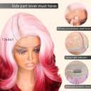 FABÉLLE Synthetic Lace Front Wig Pink Red Wigs Glueless Wigs for Black Women 24 Inch Beginner Friendly Pink Hair pink lace front wig