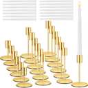 Suclain 6 Set Candle Holders Bulk with 10'' White Dripless Taper Candles 3.3'' 5.5'' 6.3'' Metal Candlestick Holders Vintage Modern Decorative Table Centerpiece for Wedding Birthday Home Decor (Gold)