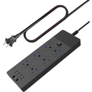 3 Prong to 2 Prong Outlet Adapter, 6 Wide Spaced AC Outlets with 4 USB A Port, Two Prong Extension Cord 6ft, 3000w, Mountable Power Strip for Old House Non-Grounded Plug