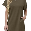 GRECERELLE Women's Summer Casual Fashion Mid Thigh Short T Shirt Dress with Pockets 2025, M