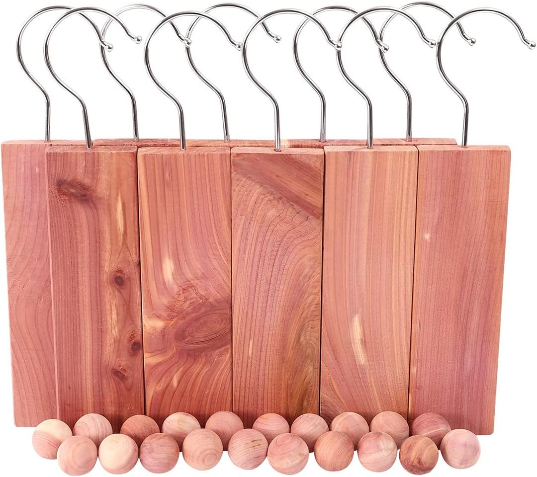 Cedar Blocks for Clothes Storage, Hang Ups 10pcs and Balls 20pcs for Closet Storage Totally 30PCs