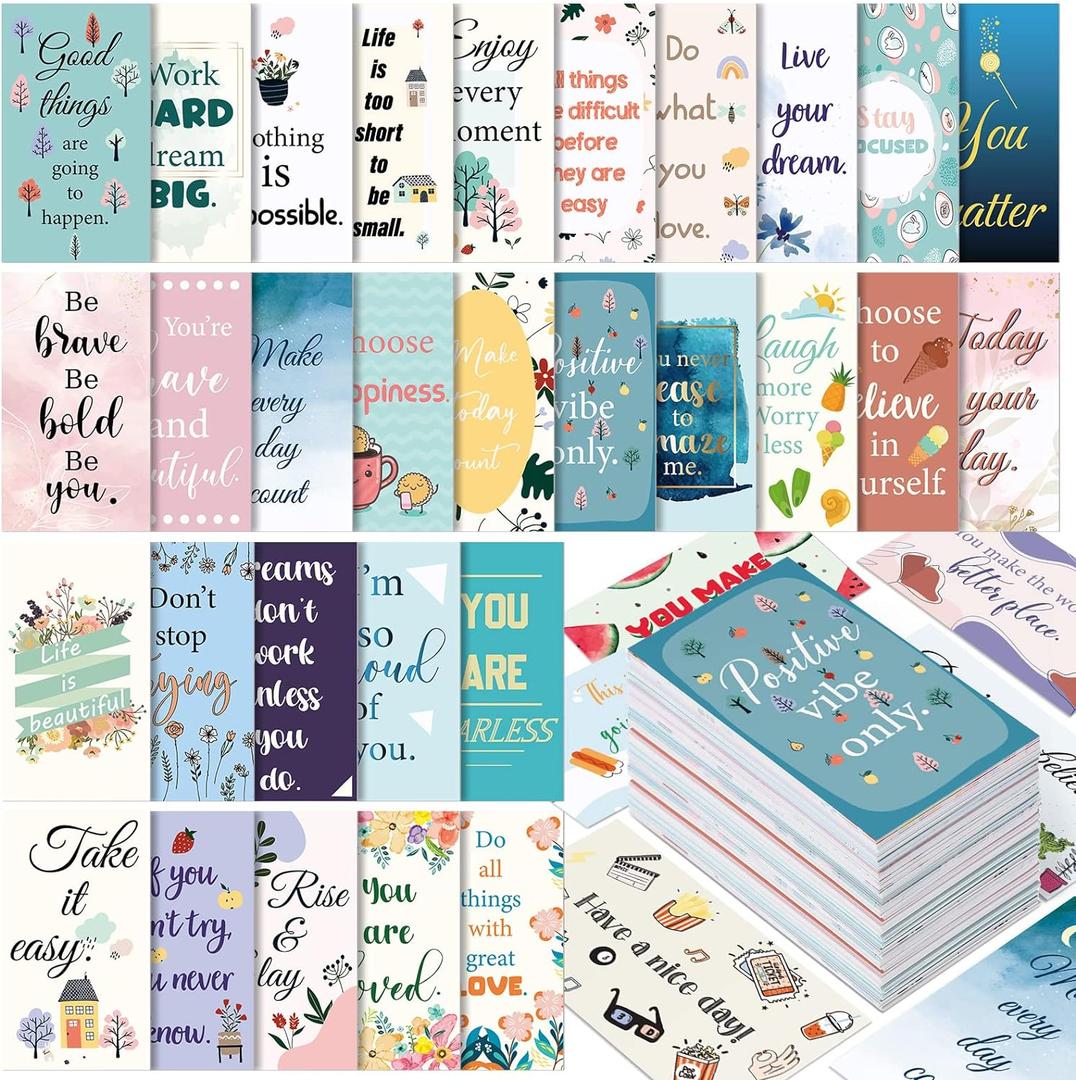 Jinei 300 Inspirational Affirmation Cards Positive Motivational Cards Small Mini Encouragement Quotes for Women Church End of the Year Teacher Gifts(Flower Style)