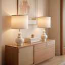 20" Modern Ceramic Table Lamps Set of 2, White Bedroom Lamps for Night Stands, Farmhouse Bedside Lamps for Bedroom Living Room, Small Nightstand Lamps Desk End Table Lamps White