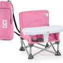Bright Starts Pop 'N Sit Portable Booster, Indoor/Outdoor Use, Floor Seat with Feeding Tray, Pink, 6 Mos - 3 Yrs