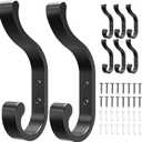 Coat Hanger Wall Mount 8-Pack - Wall Hooks for Hanging Heavy Duty (Black)