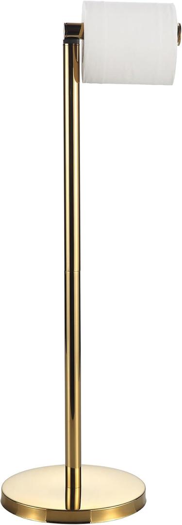 Toilet Paper Holder Stand, Gold 304 Stainless Steel,Free Standing for Bathroom,Weighted Base