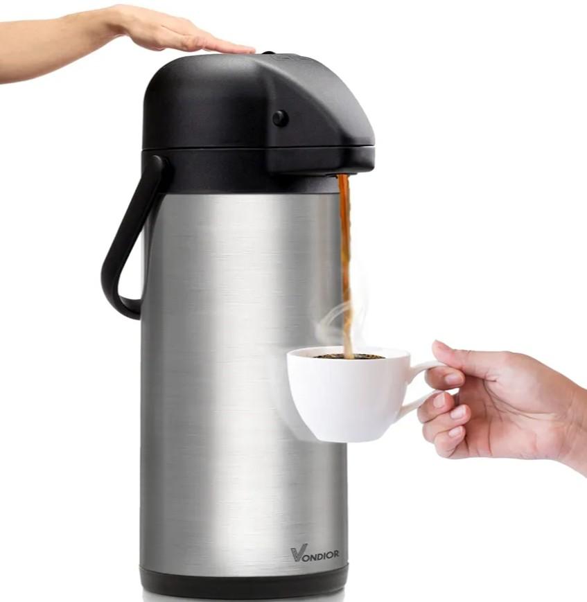 Coffee Carafe for Keeping Hot - 102oz/3L Airpot Coffee Dispenser with Pump - Insulated Stainless Steel Hot Beverage Dispenser for Parties - Thermal Carafe for Hot Drinks Water Tea Chocolate