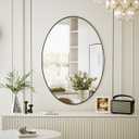 Koonmi Black Oval Bathroom Mirror, 24"x36" Bathroom Vanity Mirror, Oval Mirror for Bedroom Living Room Entryway, Hangs Horizontal or Vertical (36"L x 24"W)