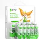 EBL Rechargeable Batteries Combo, AA 2800mAh (10 Pack) and AAA 1100mAh (10 Pack) High Capacity Precharged Ni-MH Rechargeable Batteries with Battery Organizer Storage Box