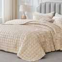 BEDELITE Velvet Quilt Set King Size - Luxury Velvet Comforter Bedding Set 3 Pieces, Lightweight Soft Cozy Shiny Urban Taupe Oversized Bedspread Coverlet for All Seasons with 2 Pillow Shams, King/Cal King
