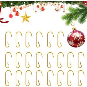 Ornament Hooks, 120 Pcs Christmas Ornaments Hooks for Christmas Trees, Gold Small Metal Wire Hangers Decorative Hook with Storage Box for Xmas Tree Ball Xmas Holiday Party Decorations Hanging, Gold