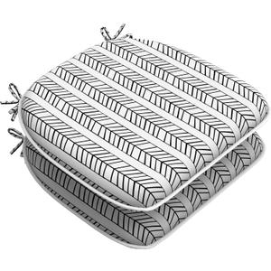 LVTXIII Outdoor Seat Cushions Patio Chair Pads with Ties, All Weather Chair Cushions for Home Office and Patio Garden Furniture Decoration D16 x W17, Herringbone Black White, Set of 2
