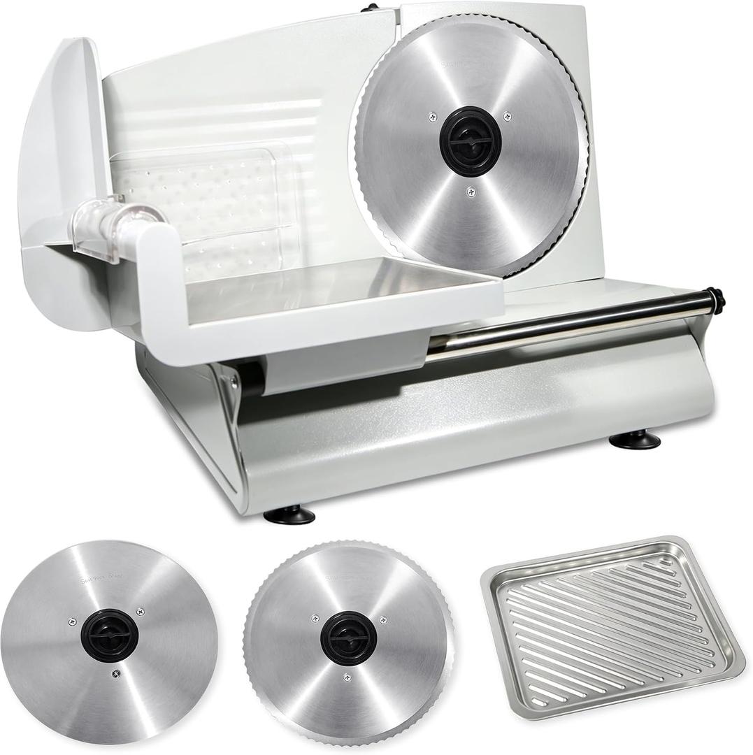 Electric Meat Slicer for Home 200W, 2 Blades, Adjustable Thickness, 0-15mm