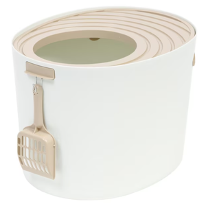IRIS Medium Top Entry Cat Litter Box, White/Beige